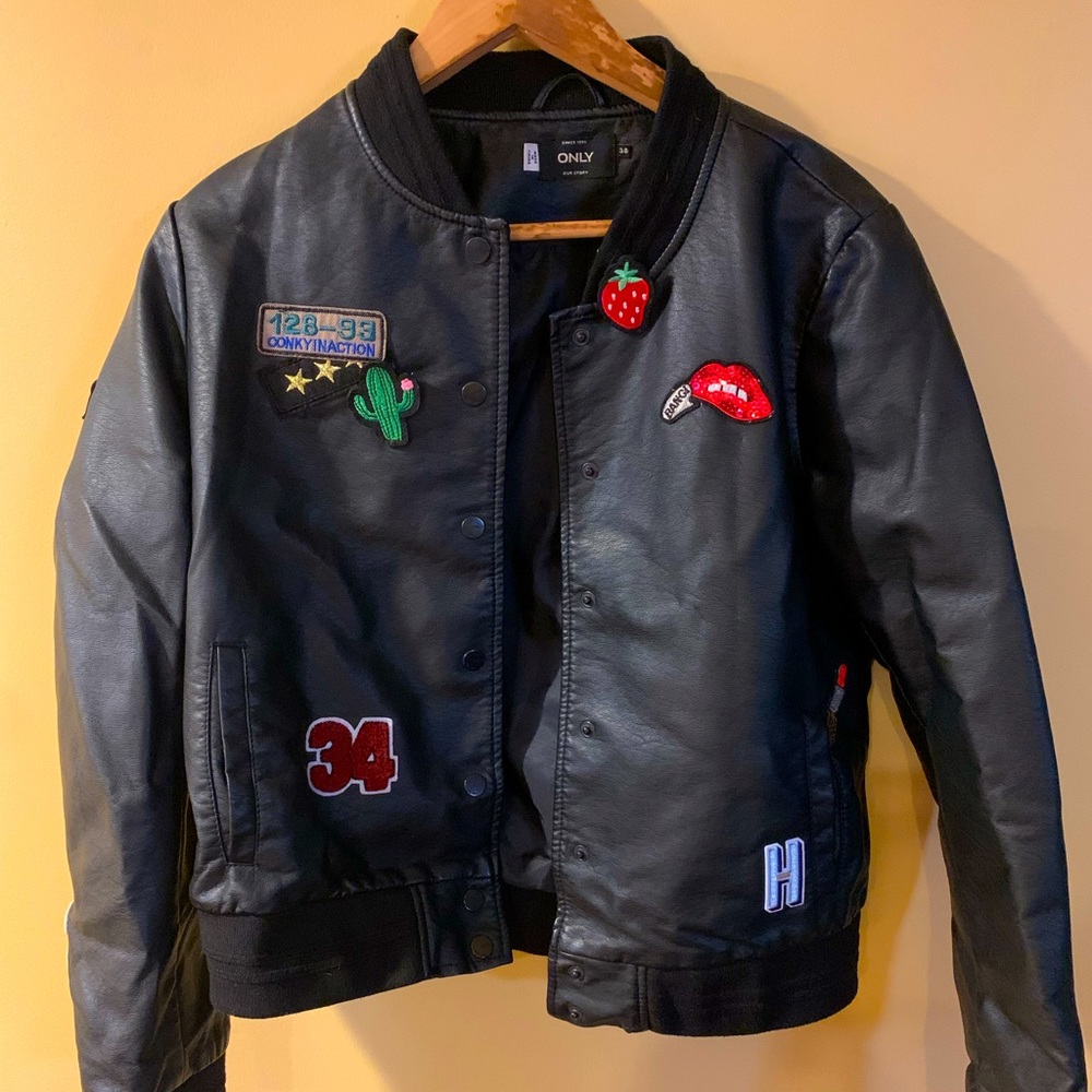 Only Faux Leather Patch Jacket
